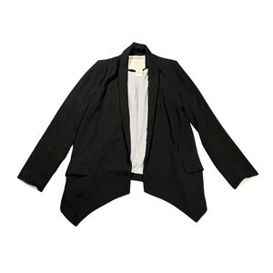 Anthropologie Cartonnier Womens XS Black Cornerstone Open Front Blazer Pinstripe